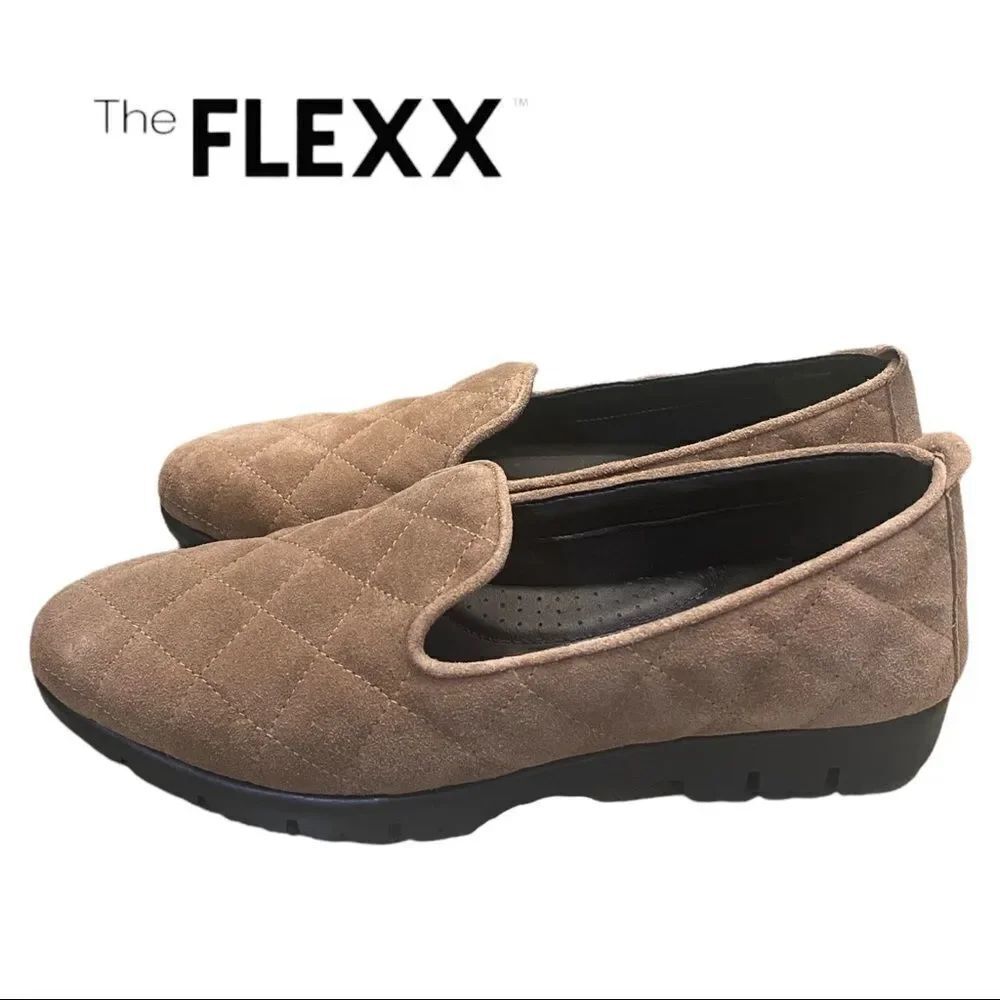 NEW The Flexx Quilt Smokin Suede Taupe Slip-on Flats Loafers 7